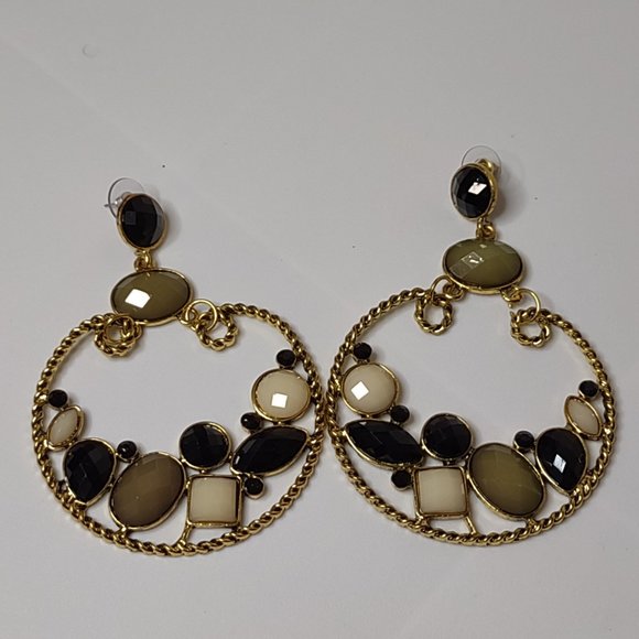 Heavy Metal And Plastic Large Dangle Earrings - Picture 1 of 14